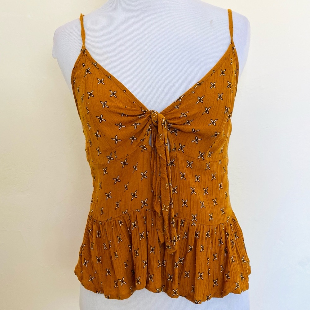Patrons Of Peace Orange Floral Ruffle
Crop Top Tank Small Boho Babydoll Y2K